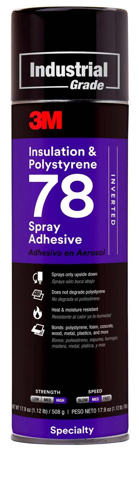 Polystyrene Insulation 78 Spray Adhesive INVERTED Aerosol Net Wt 17.9 oz 78