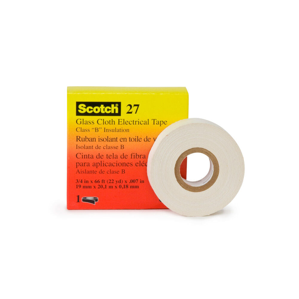 Scotch Electrical Tape 0.5in x 66' White Glass Cloth 3014313