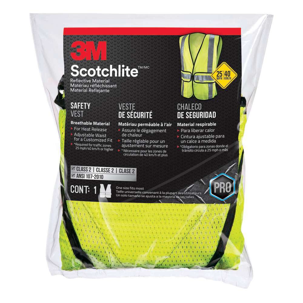 Scotchlite Safety Vest Yellow Hi Vis Reflective Construction 2400729