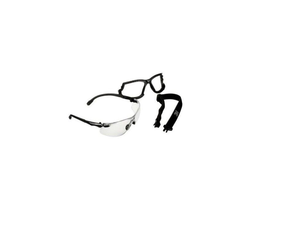 Solus 1000 Series Black Temples Scotchgard Clear Anti-Fog/Anti- Scratch Safety Glasses Kit with Foam/Strap S1501SGAF-KT