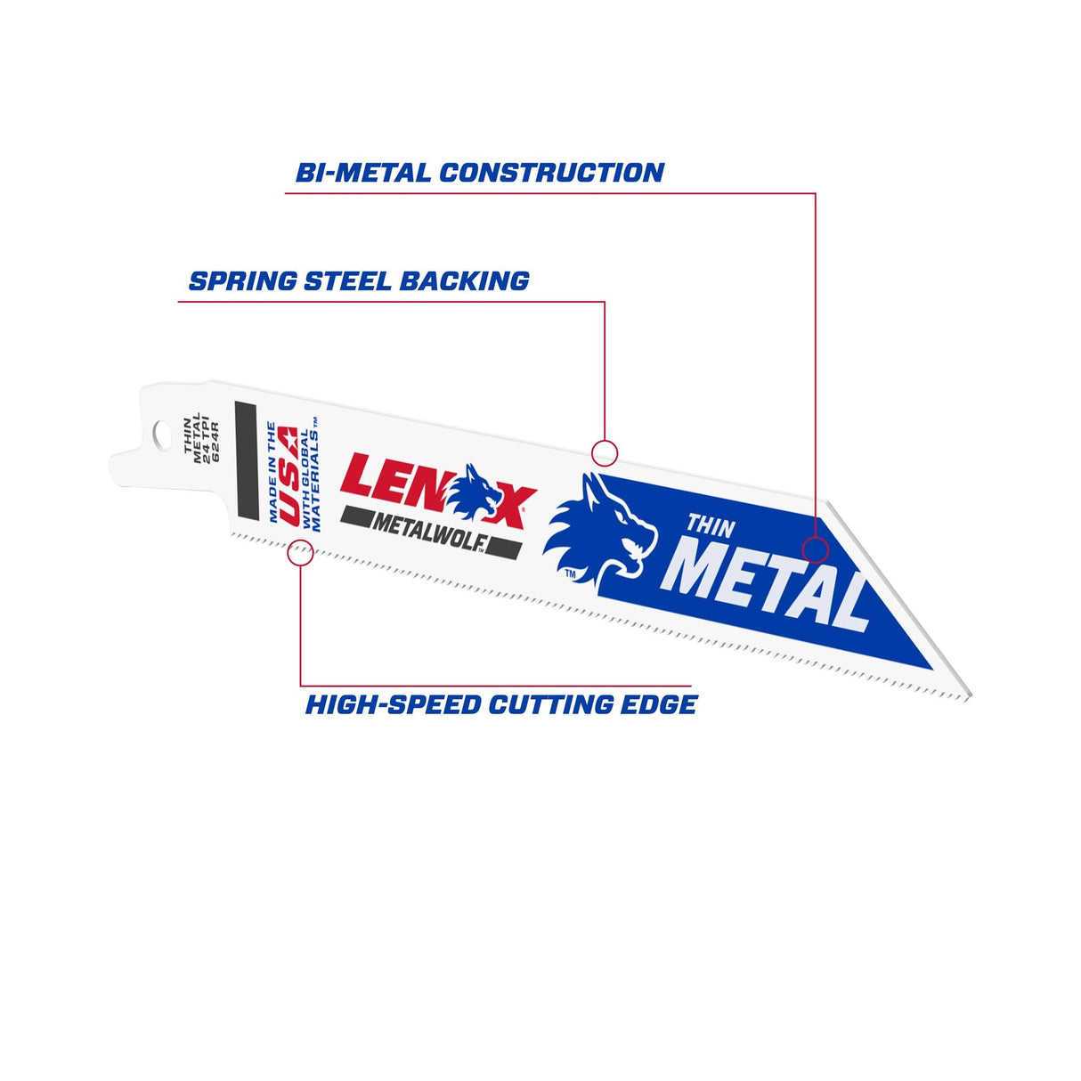 Bi-metal 6-in 24 Tpi Metal Cutting Reciprocating Saw Blade (5-Pack) LEN-ES20568624R