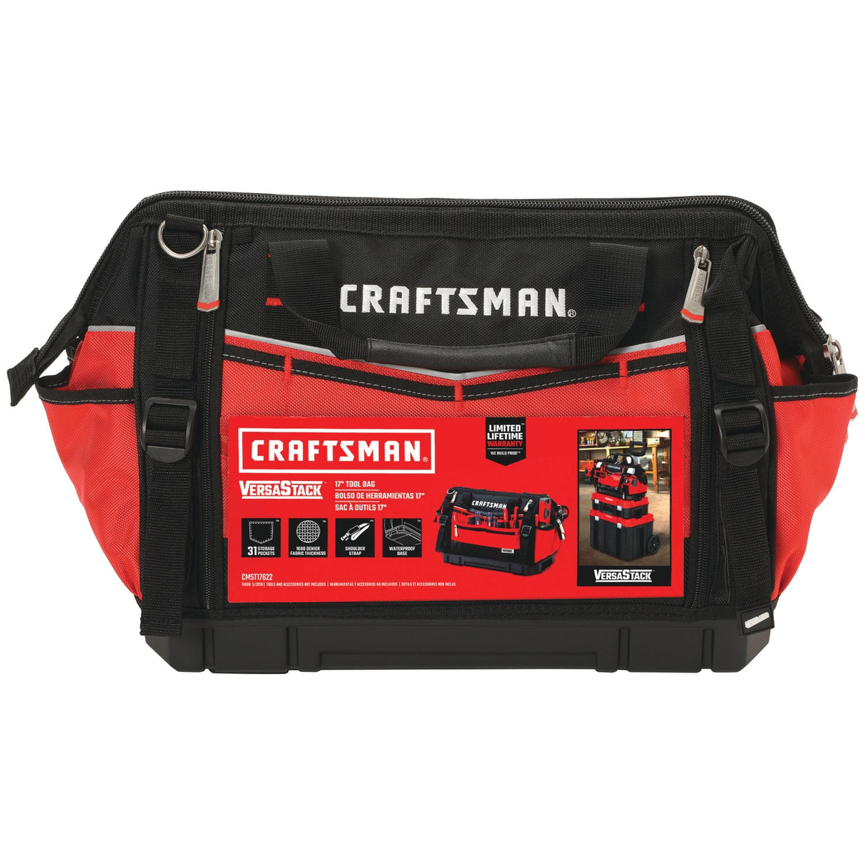 VERSASTACK Red/Black Polyester 17-in Zippered Tool Bag CMST17622