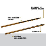 2-Piece 3/32-in x 2-1/4-in Black and Gold Coated Hss Jobber Length Twist Drill Bit DW1106  G