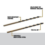 2-Piece 7/64-in x 2-5/8-in Black and Gold Coated Hss Jobber Length Twist Drill Bit DW1107  G