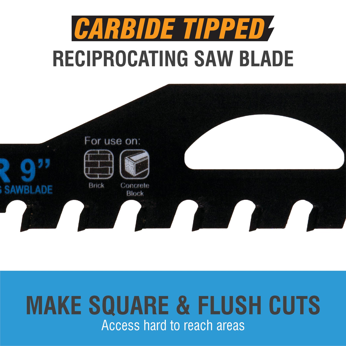 Masonry Carbide Tooth 9-in 2 Tpi Demolition Reciprocating Saw Blade 200209