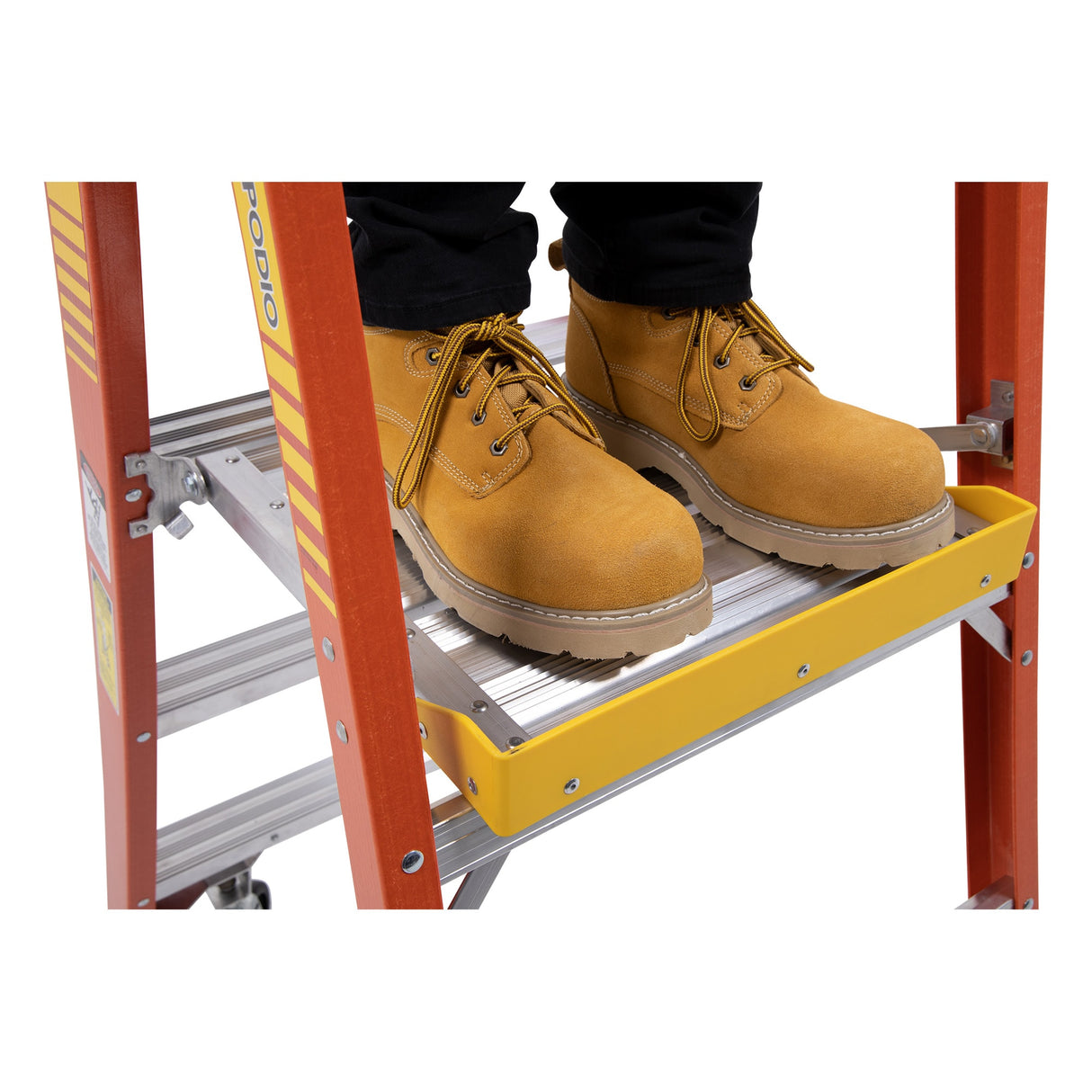 PD6200 11-ft Fiberglass Type 1A-300-lb Load Capacity Podium Step Ladder PD6208-4C