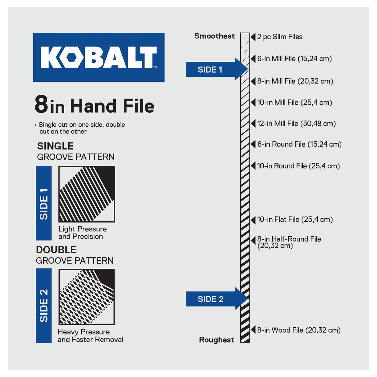 Dual-sided Bastard/second-cut Tooth Handy File K8H