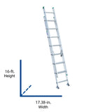 D1200-2 16-ft Aluminum Type 2-225-lb Load Capacity Extension Ladder D1216-2