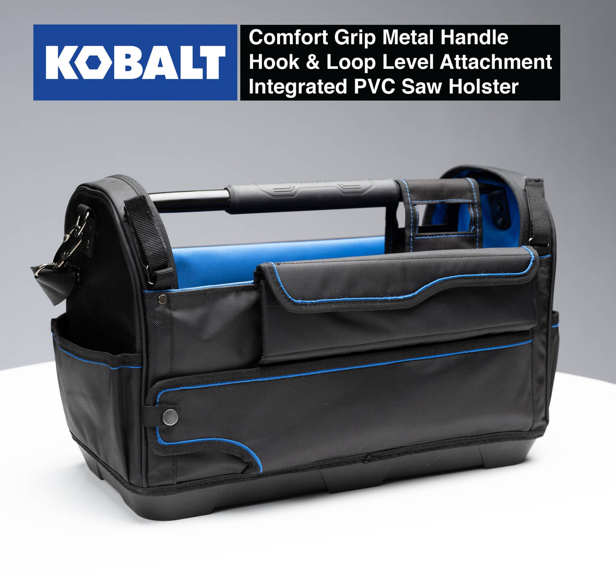 Plumbing Tool Bag with Caddy Black, Blue Polyester 12.99-in Tool Bag 59032