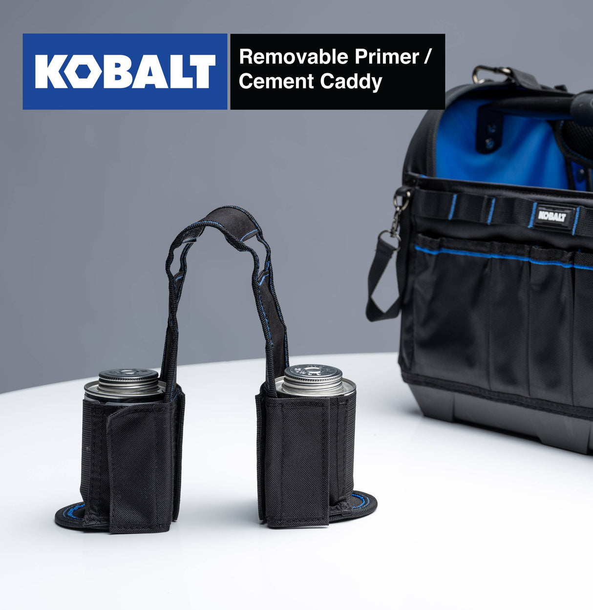 Plumbing Tool Bag with Caddy Black, Blue Polyester 12.99-in Tool Bag 59032