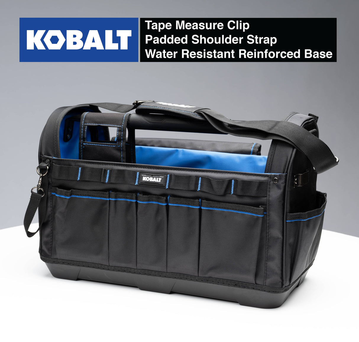 Plumbing Tool Bag with Caddy Black, Blue Polyester 12.99-in Tool Bag 59032