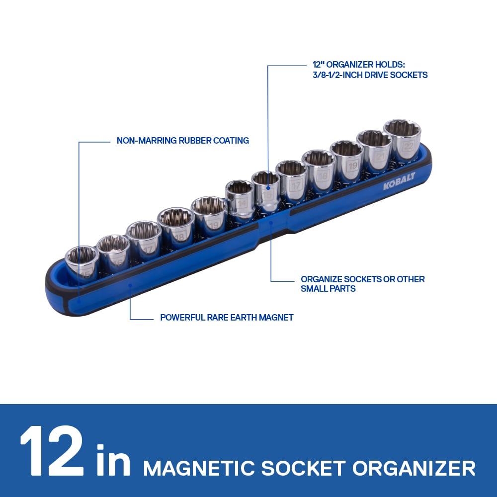 Rubber-coated, Magnetic Steel Magnetic Accessory One Medium Socket Organizer 12-inch 81692