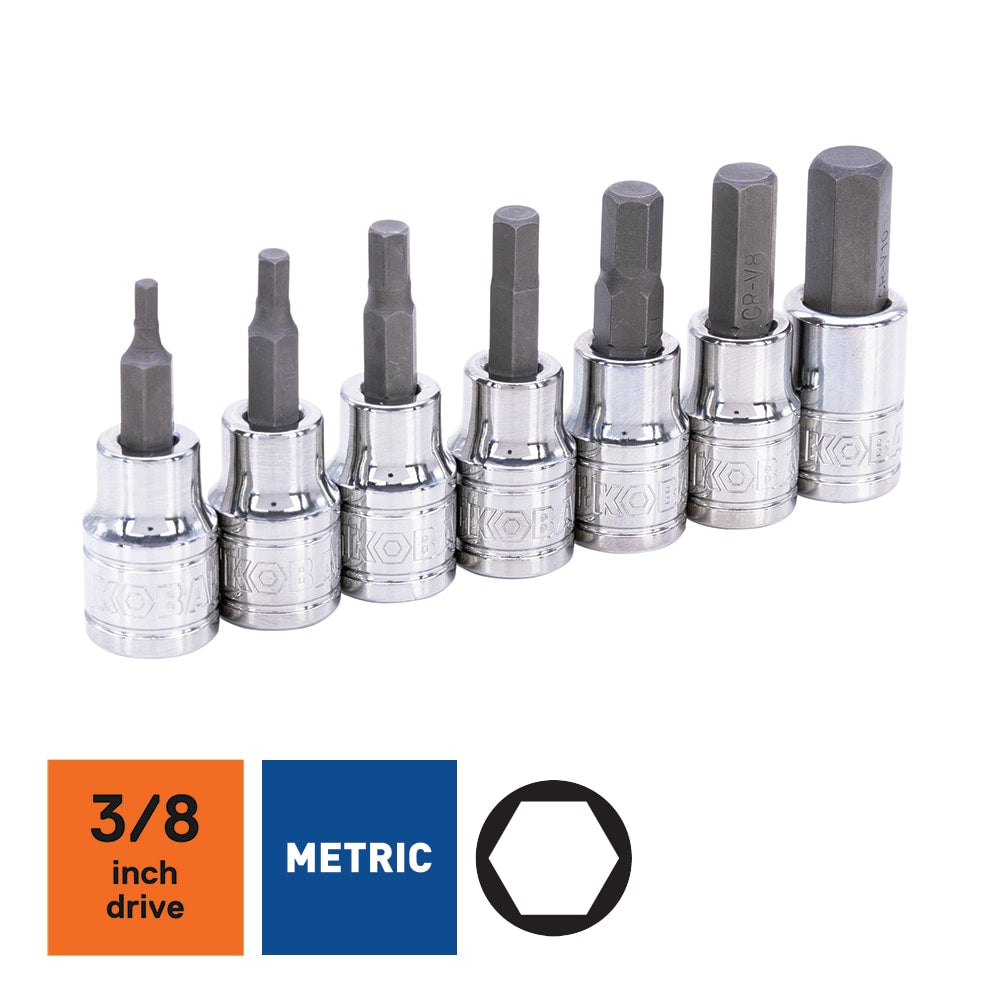 7-Piece 3/8-in Drive Set Hex Bit Driver Socket Set 81722