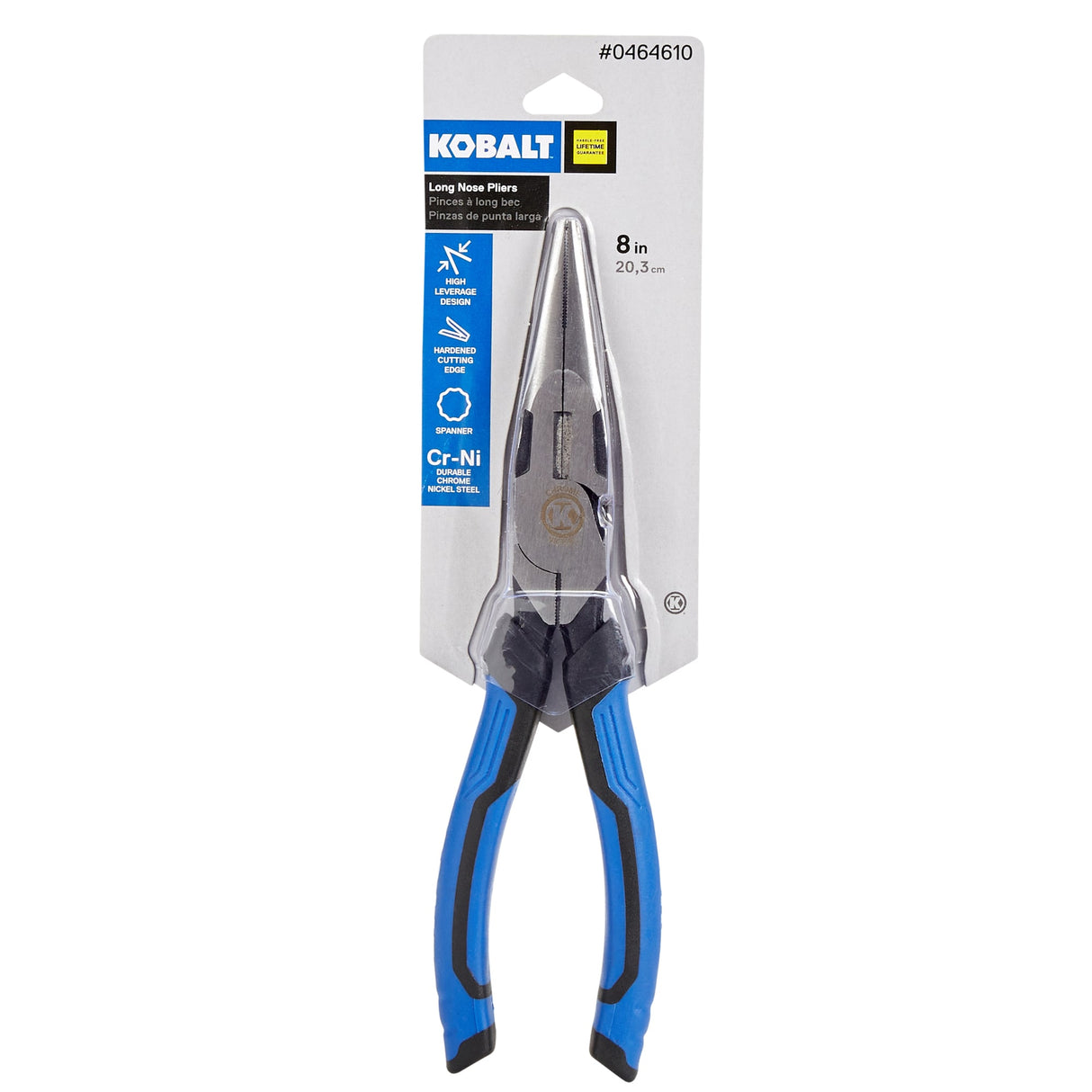 8-in Long Nose Pliers 8-in Home Repair Needle Nose Pliers with Wire Cutter 55738