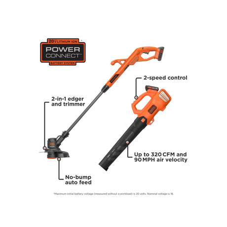 20-volt Max Cordless Battery String Trimmer and Leaf Blower Combo Kit (Battery & Charger Included) BCK279D2