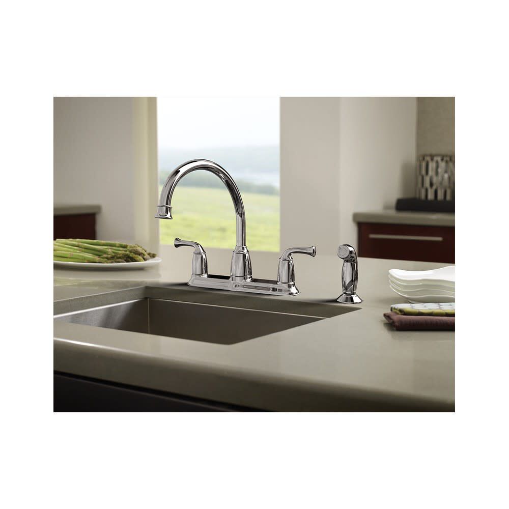 Banbury Chrome 2 Handle High Arc Kitchen Faucet with Side Spray CA87553