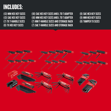 100-key Standard (Sae) and Metric Combination Hex Key Set CMHT26300