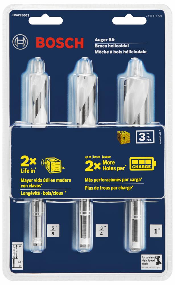 3-Piece x 6-1/2-in Woodboring Auger Drill Bit Set HSAS5003