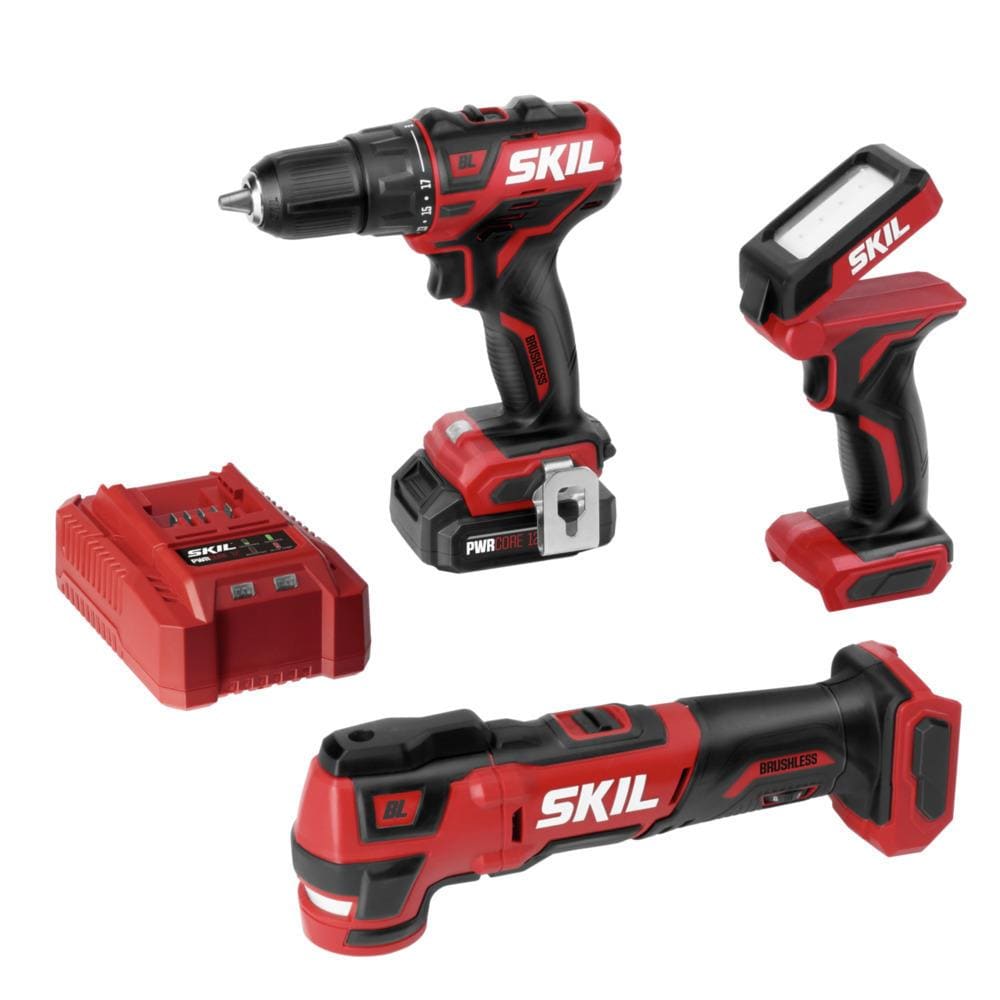 PWR CORE 12-volt 3-Tool Brushless Power Tool Combo Kit (1-Battery Included and Charger Included) CB738701