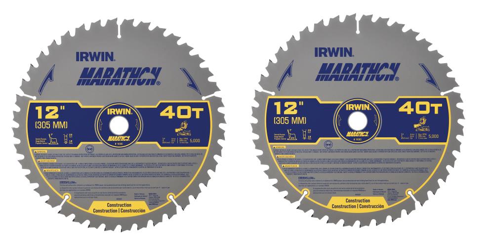 Marathon Large Diameter Saw Blades 12-in 40-Tooth Rough Finish Tungsten Carbide-tipped Steel Miter Saw Blade Set (2-Pack) IRW-IWAS1240CMB