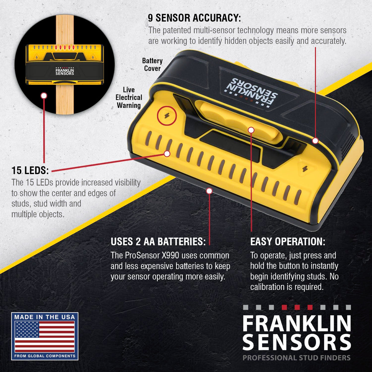 ProSensor X990 1.5-in Scan Depth Metal and Wood Stud Finder FSX99002