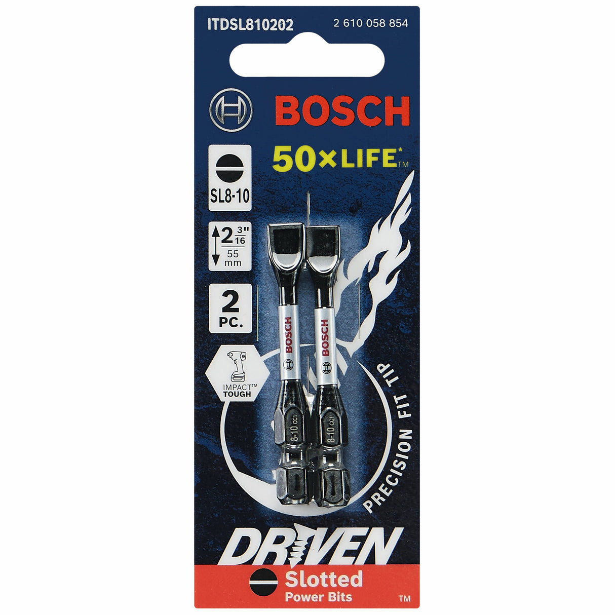 Driven 1/4-in x 2-in Slotted Impact Driver Bit (2-Piece) ITDSL810202