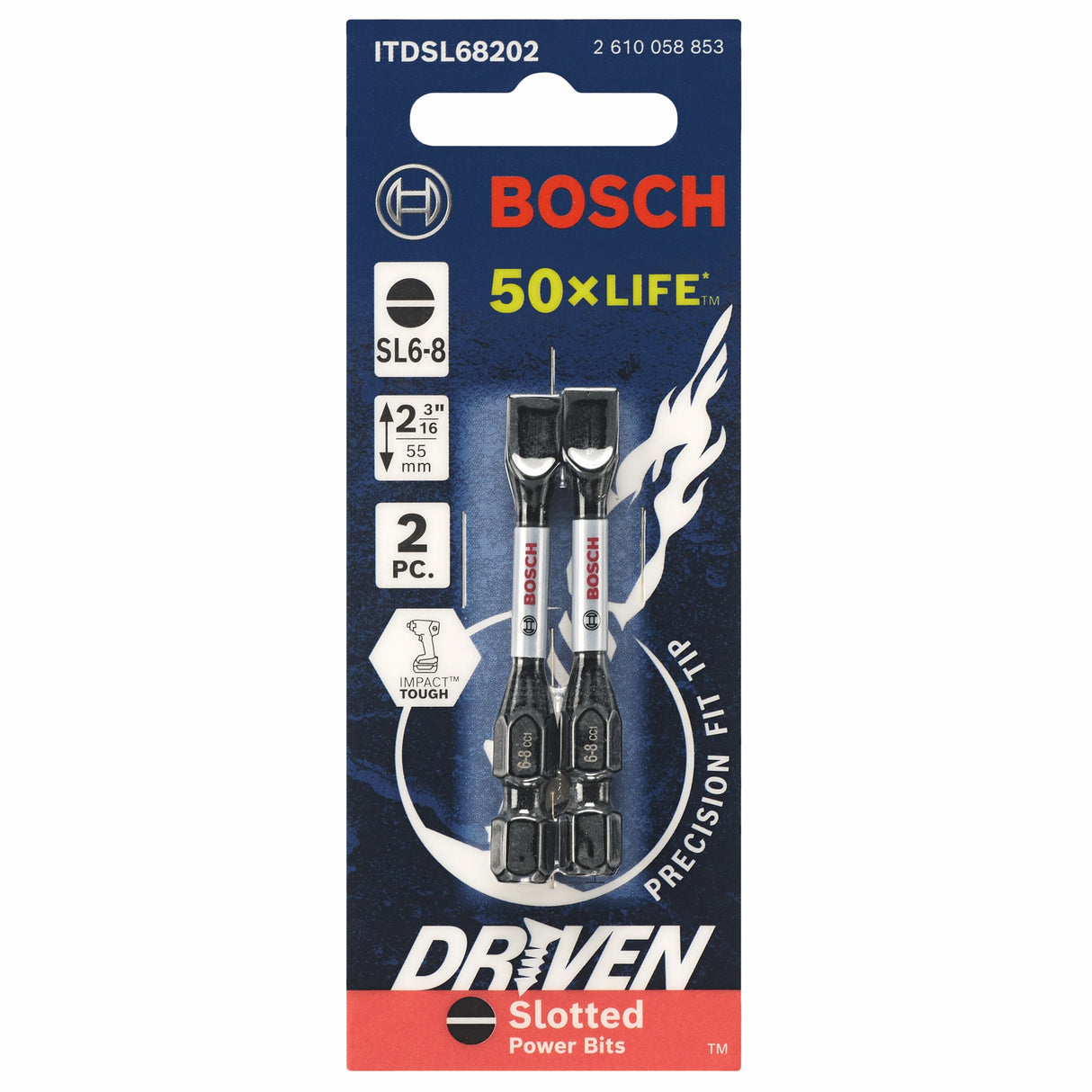 Driven 1/4-in x 2-in Slotted Impact Driver Bit (2-Piece) ITDSL68202