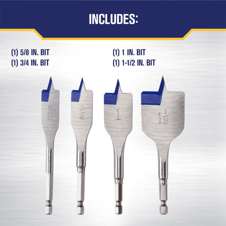 4-Piece 1/4-in x Woodboring Spade Drill Bit Set 87954