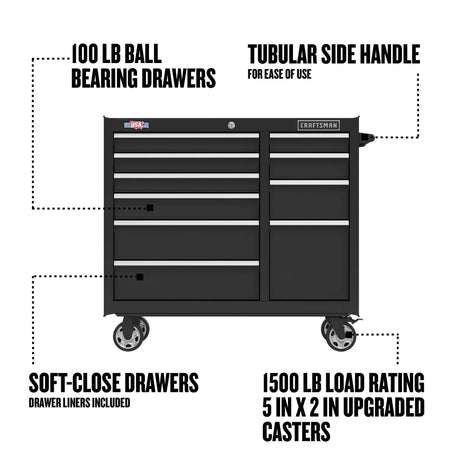 2000 Series 41-in W x 37.5-in H 10-Drawer Steel Rolling Tool Cabinet (Black) CMST98270BK