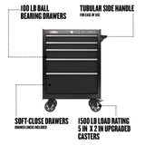 2000 Series 26.5-in W x 37.5-in H 5-Drawer Steel Rolling Tool Cabinet (Black) CMST98268BK