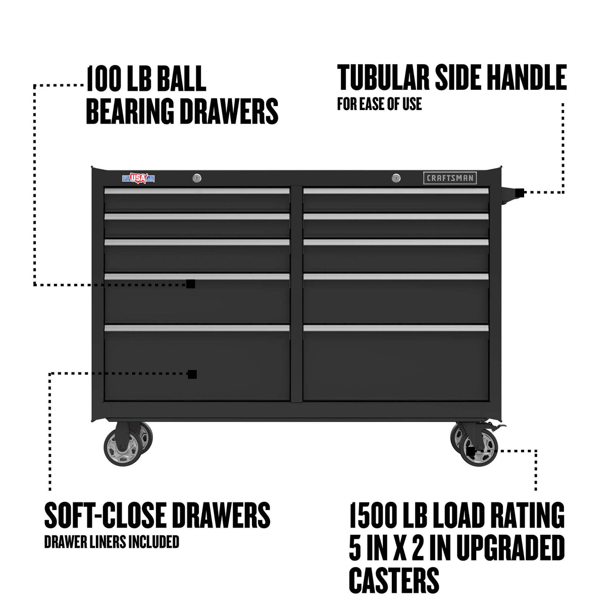 2000 Series 52-in W x 37.5-in H 10-Drawer Steel Rolling Tool Cabinet (Black) CMST98273BK