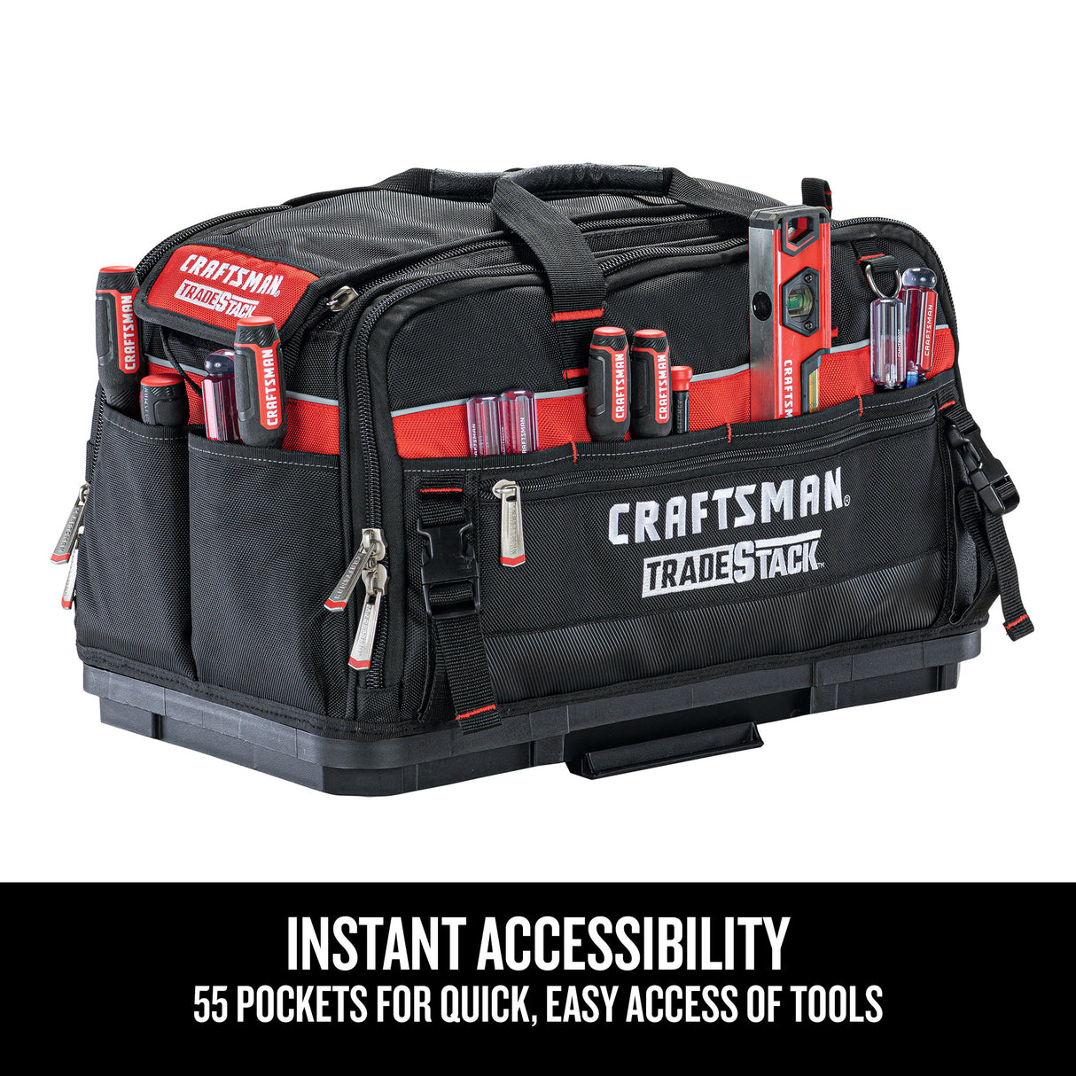 TRADESTACK System Black/Red Polyester 22.5-in Tool Bag CMST21450