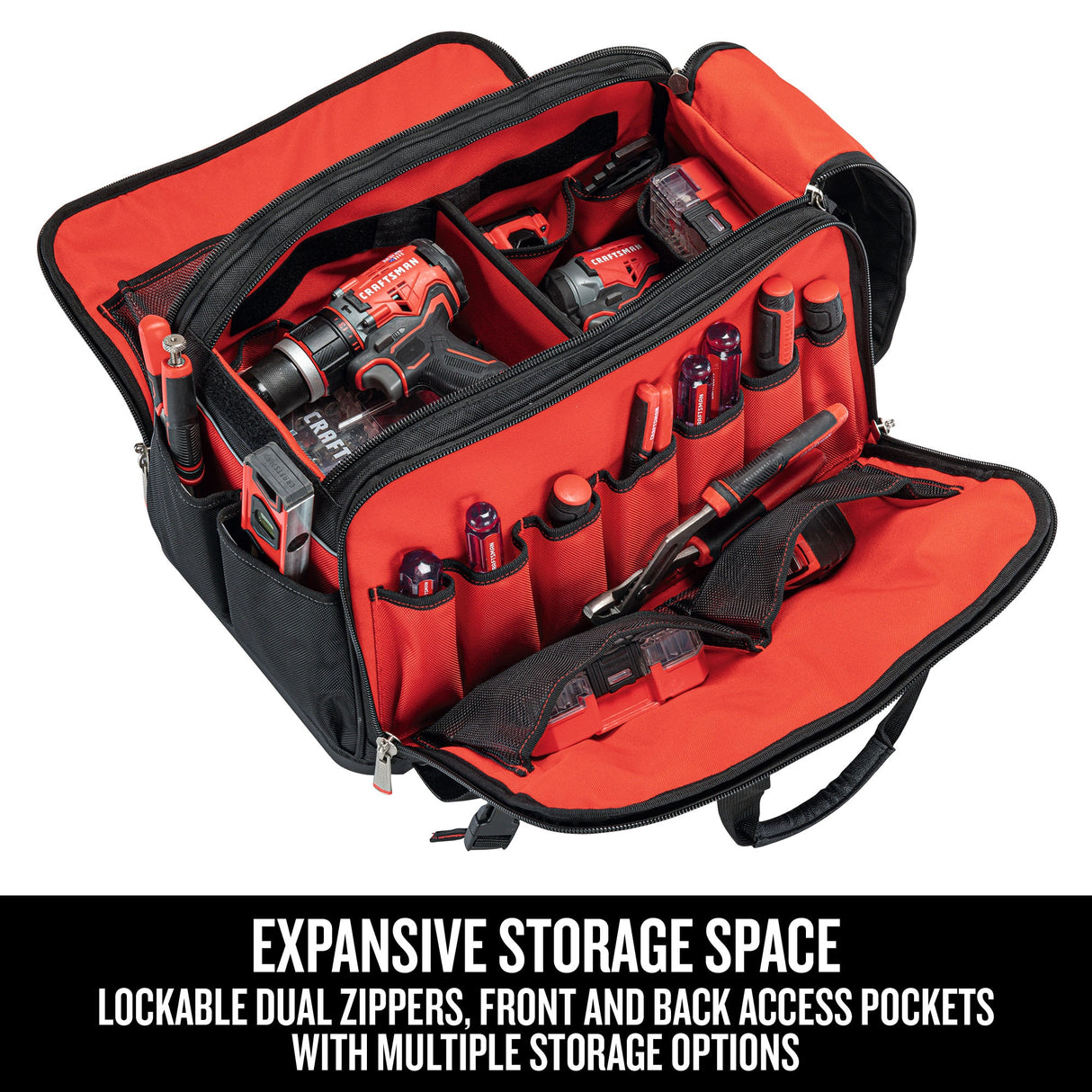 TRADESTACK System Black/Red Polyester 22.5-in Tool Bag CMST21450