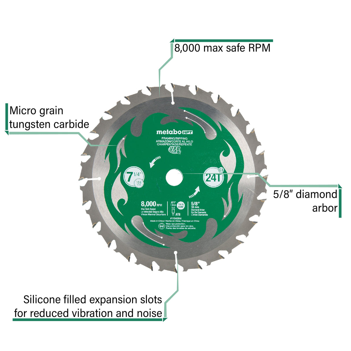 Vpr 7-1/4-in 24-Tooth Rough Finish Carbide Circular Saw Blade Set (3-Pack) MET-115430M