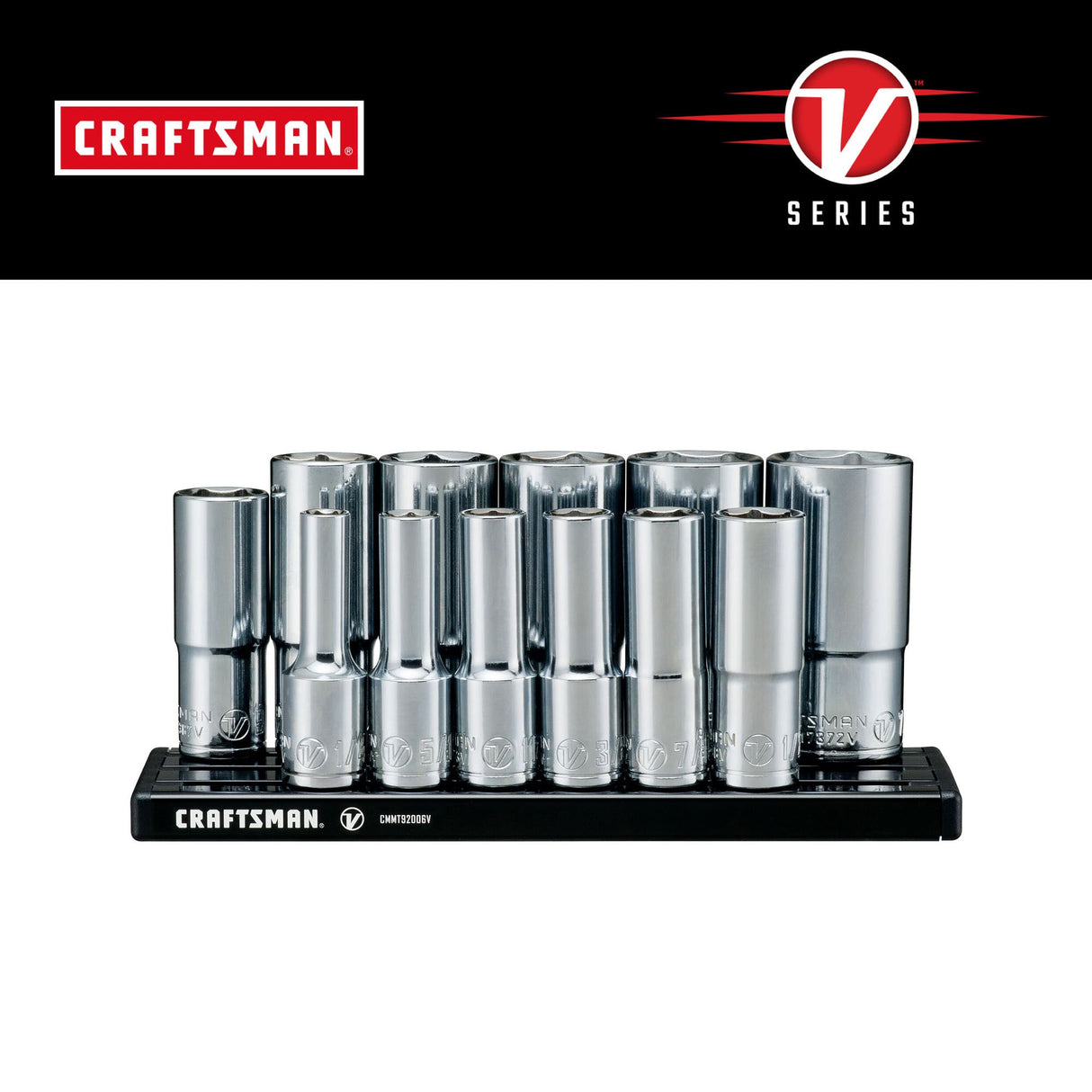 V-Series 3/8-in Drive Standard (SAE) Deep Socket Set (12-Pieces) CMMT17360V