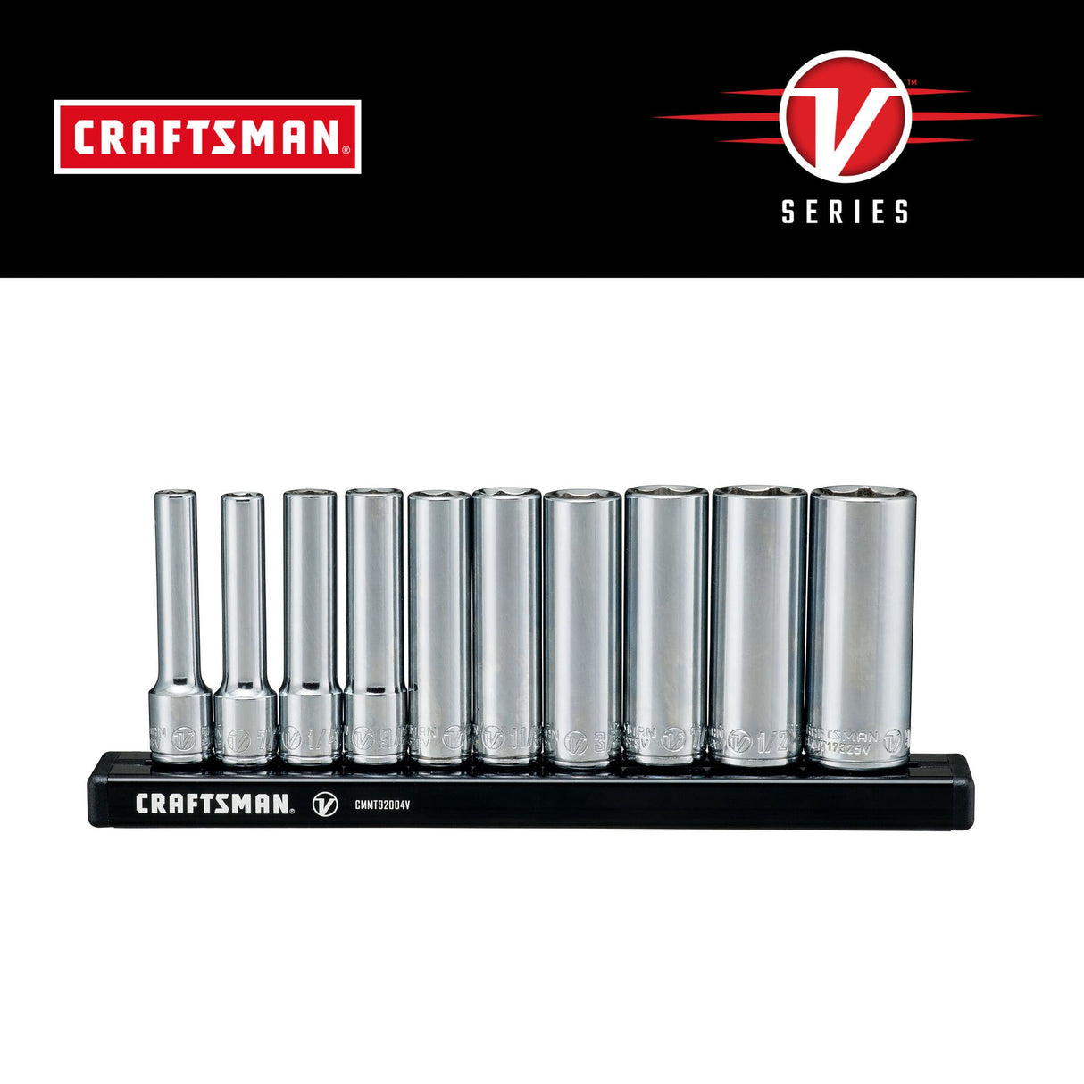 V-Series 1/4-in Drive Standard (SAE) Deep Socket Set (10-Pieces) CMMT17315V