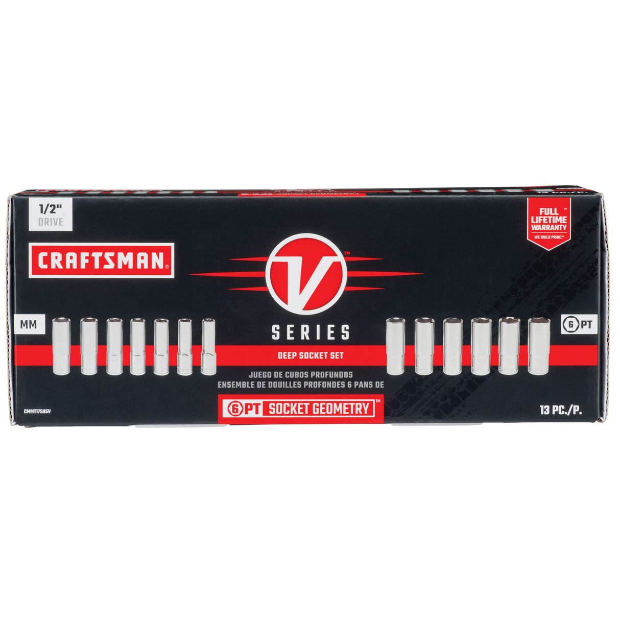 V-Series 1/2-in Drive Metric Deep Socket Set (13-Pieces) CMMT17595V