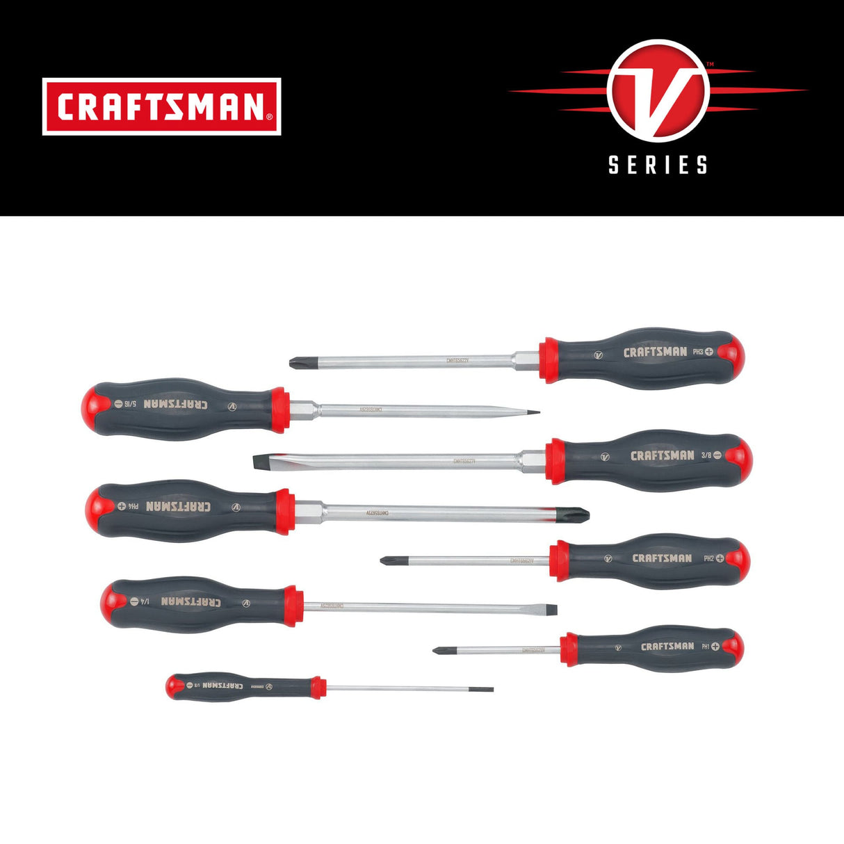 V-Series 8-Piece Bi-material Handle Assorted Drive Screwdriver Set CMHT65618V