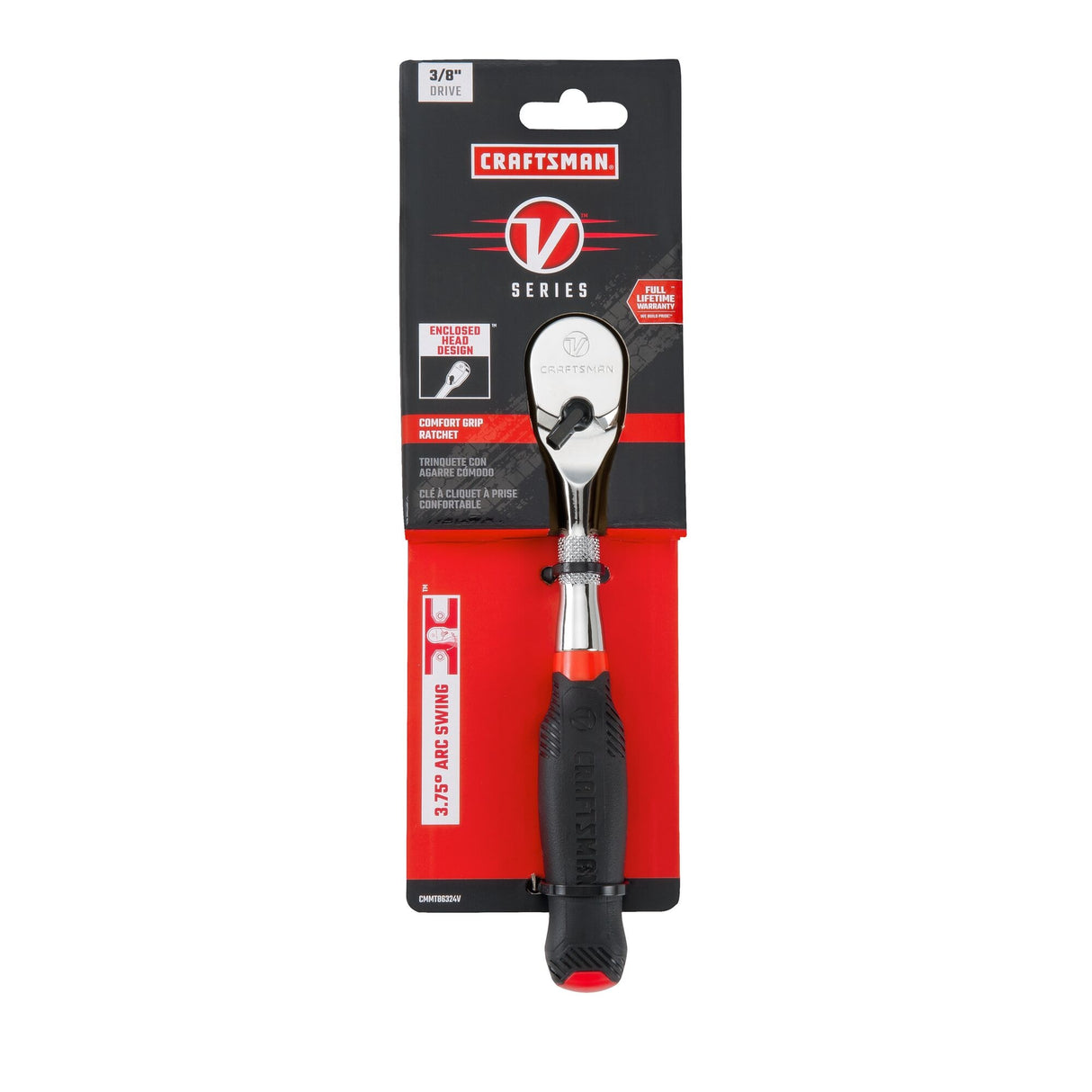 V-Series 96-Tooth 3/8-in Drive Comfort Grip Handle Ratchet CMMT86324V