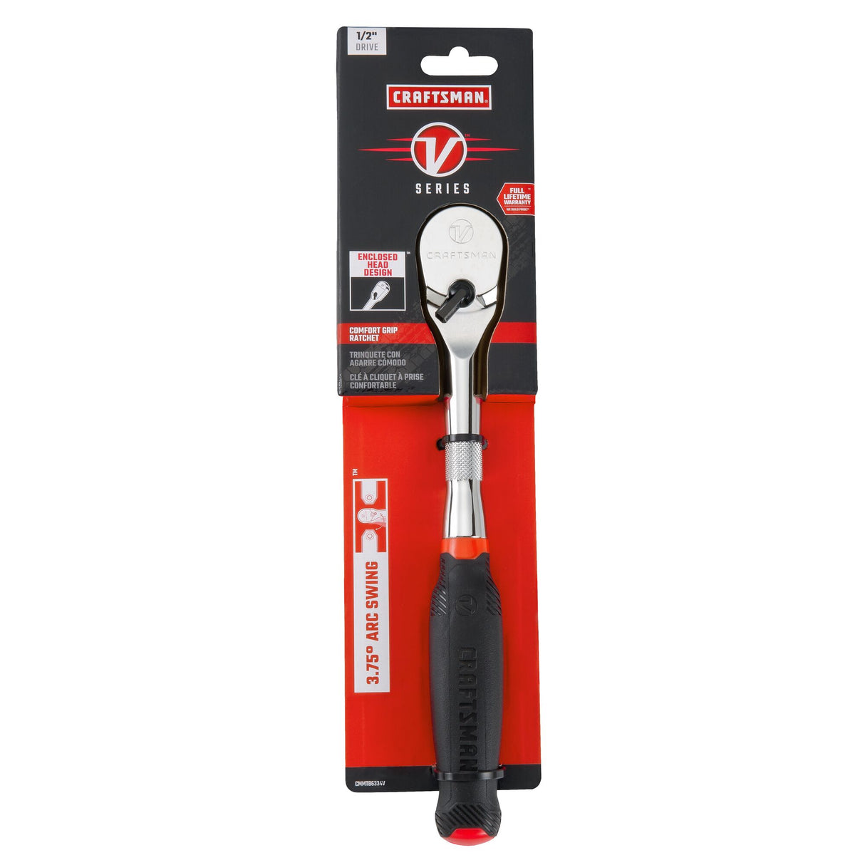 V-Series 96-Tooth 1/2-in Drive Comfort Grip Handle Ratchet CMMT86334V