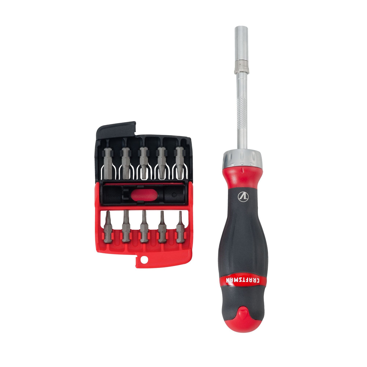 V-Series 18-Piece Bi-material Handle Ratcheting Multi-bit Assorted Drive Screwdriver Set CMHT68143V