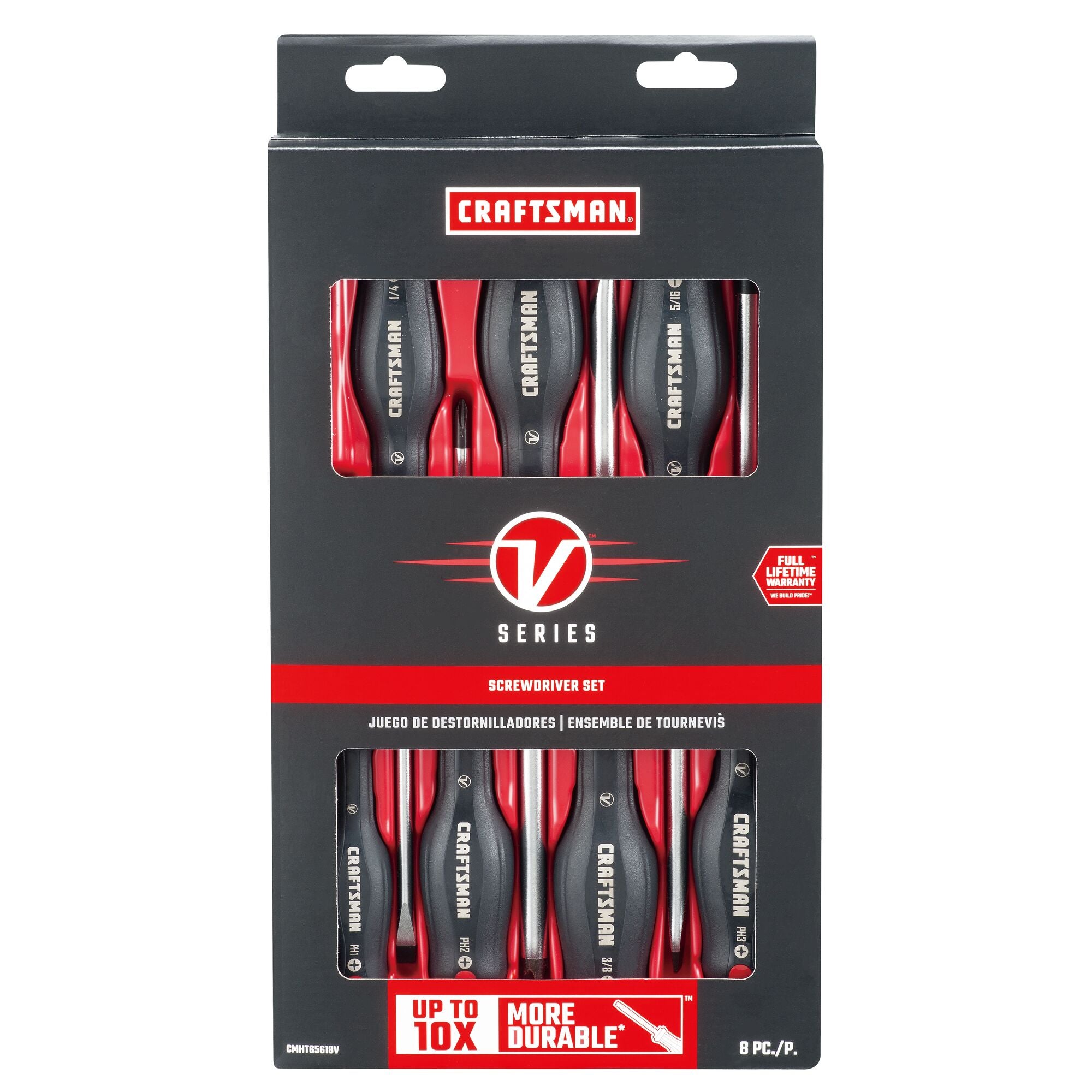 V-Series 8-Piece Bi-material Handle Assorted Drive Screwdriver Set