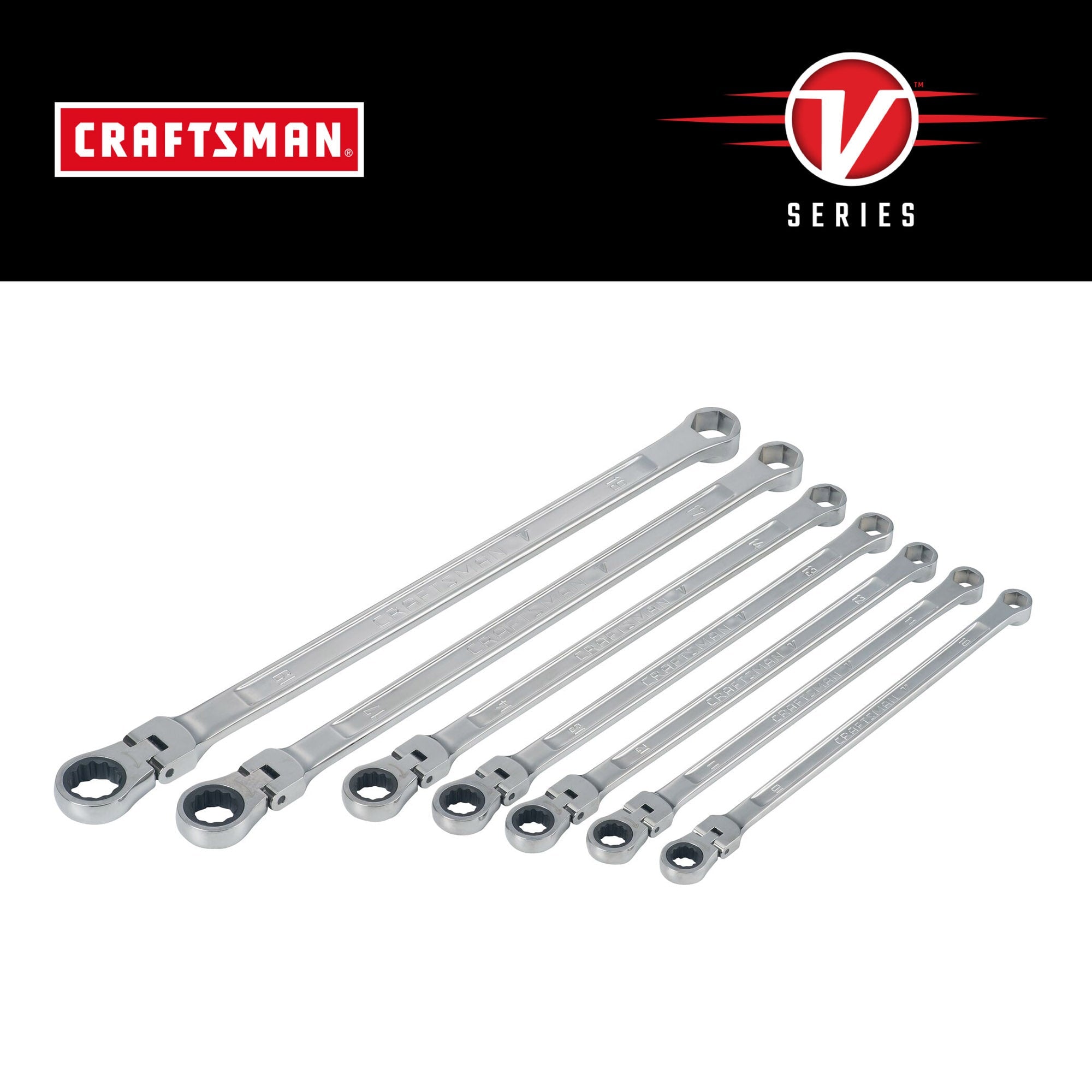 グロメット V-Series 7-Piece Set Metric Flexible Head Ratchet Wrench