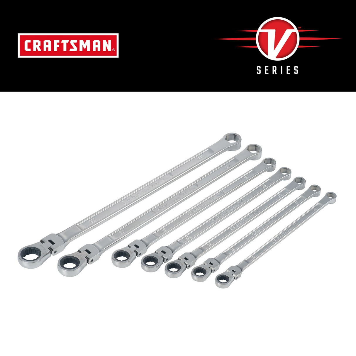 V-Series 7-Piece Set Metric Flexible Head Ratchet Wrench CMMT87410V