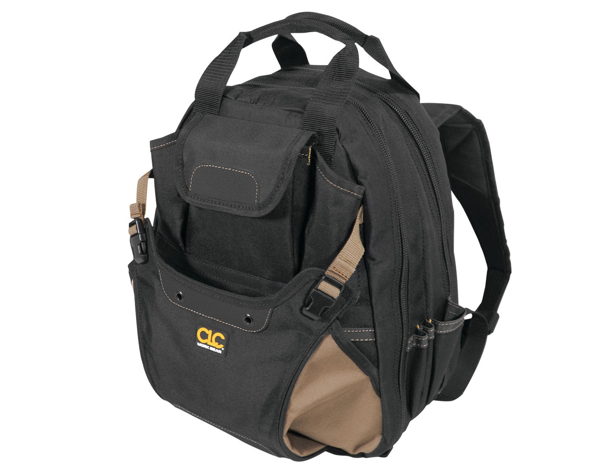 Black/Khaki Polyester 13.25-in Zippered Backpack 1134