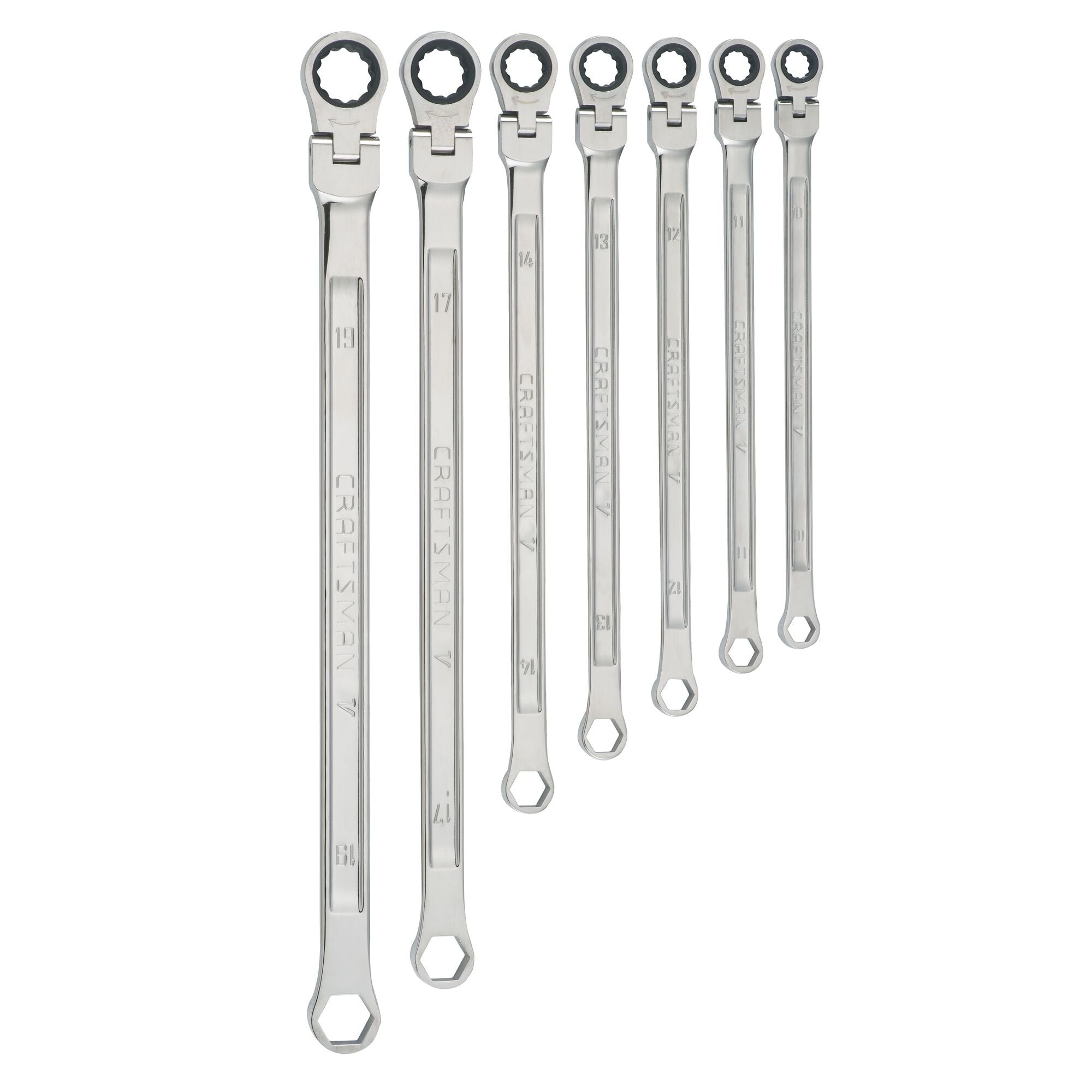 V-Series 7-Piece Set Metric Flexible Head Ratchet Wrench