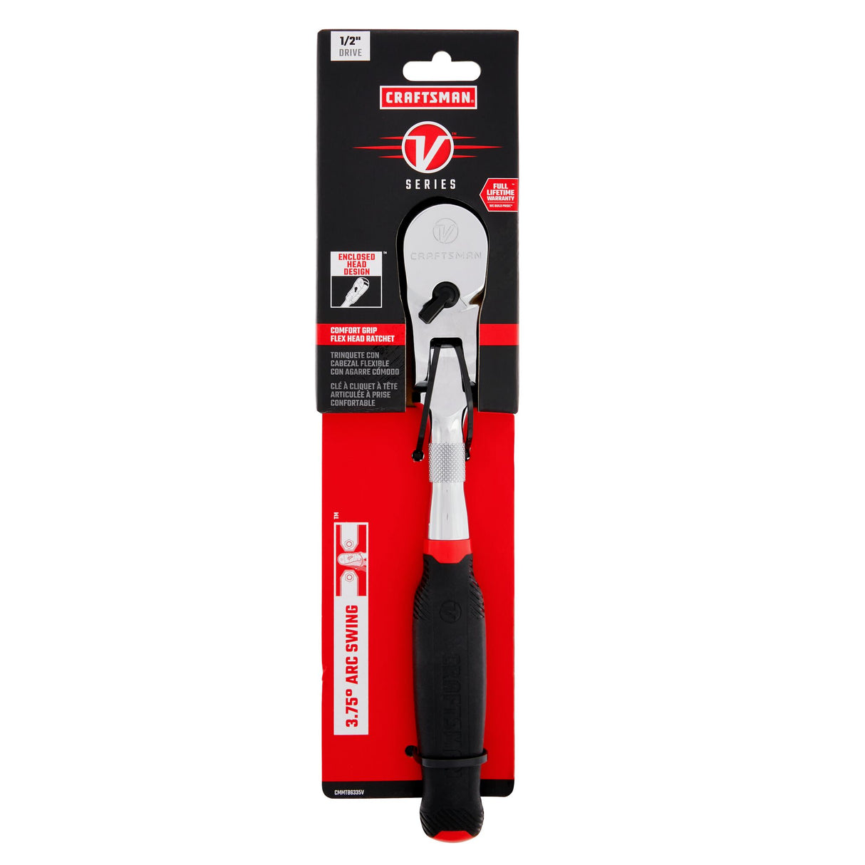 V-Series 96-Tooth 1/2-in Drive Comfort Grip Handle Flexible Head Ratchet CMMT86335V