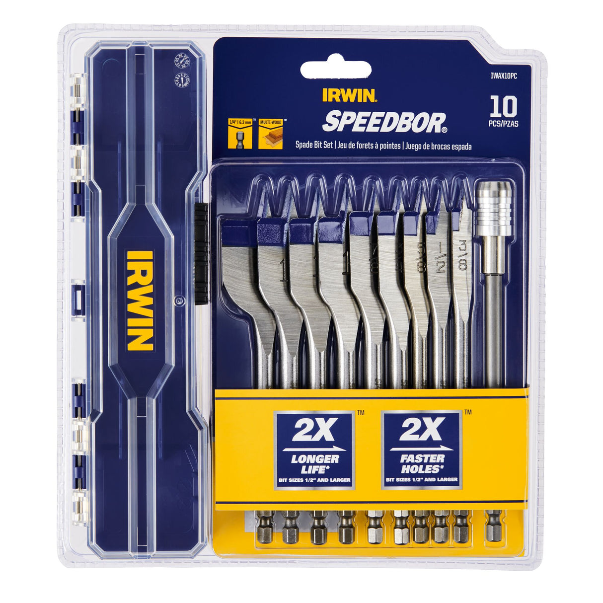 Speedbor 10-Piece x Assorted Woodboring Spade Drill Bit Set IWAX10PC