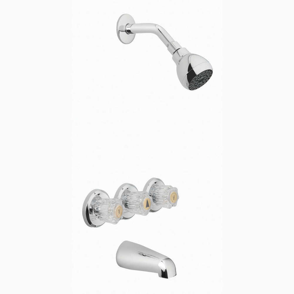 Essentials Tub & Shower Faucet Three Handle Chrome 834X-0001