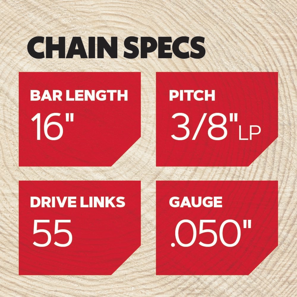 T55 55 Link Replacement Chainsaw Chain For 16-in, 0.05-in Gauge, 3/8-in Pitch T55-21